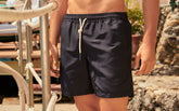 Recycled Polyester and Linen Blend<br />Swim Shorts - Beachwear Collection | 