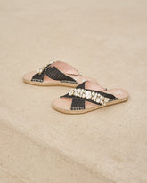 Raffia Flat Sandals With Crystals | 