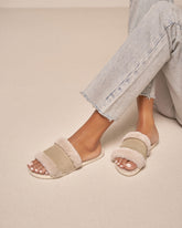 Suede With Faux Fur Flat Sandals With Fur | 