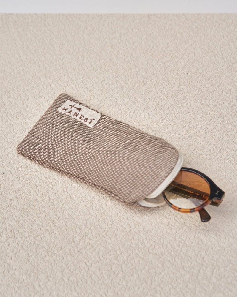 Eyewear Case - Embroidered Label With Logo - Tobacco