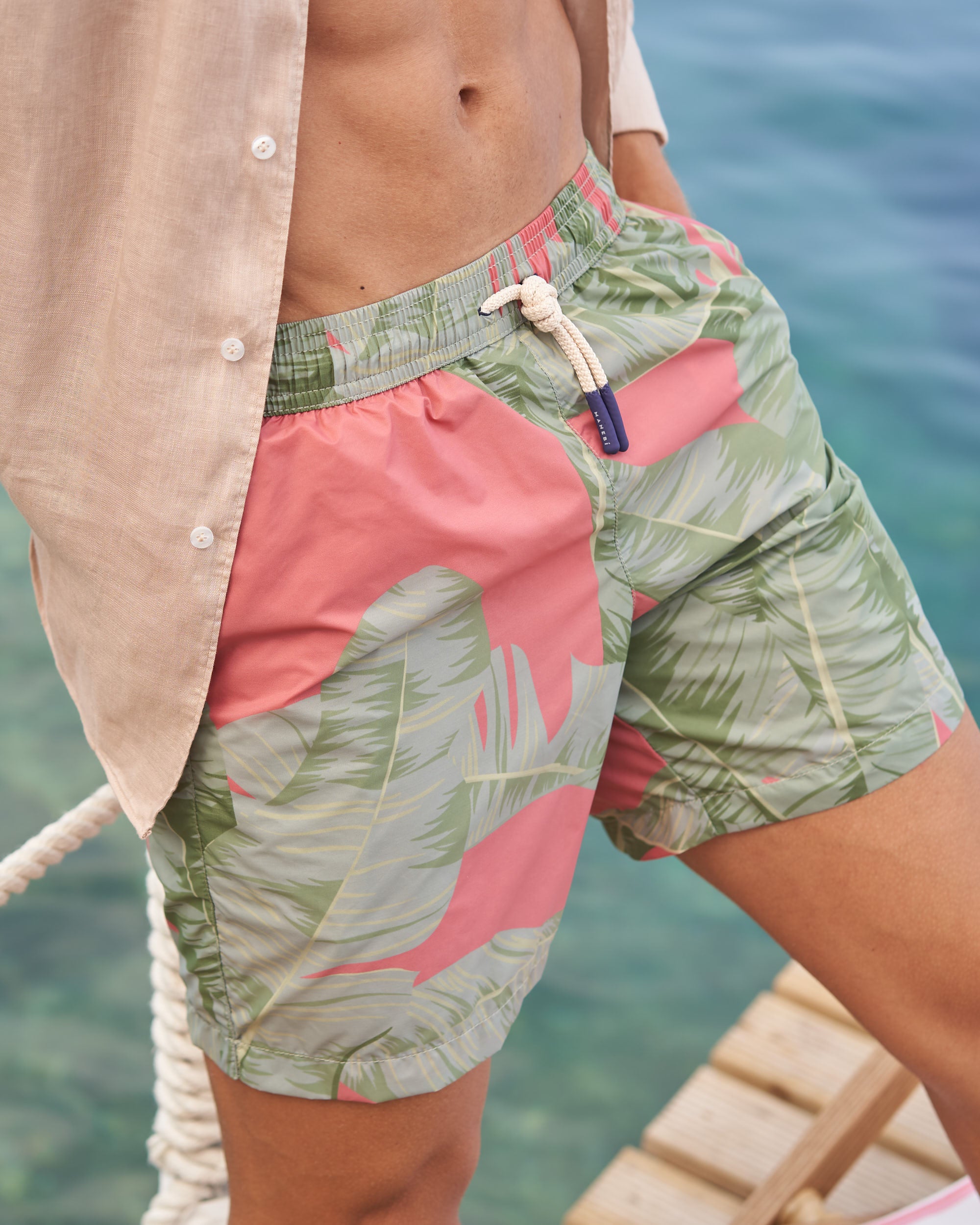 Swim Shorts - Printed Recycled Ultra Light - Antique Rose Banana Leaves