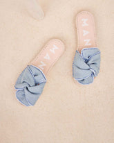 Frayed Denim Sandals With Knot | 
