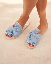 Frayed Denim Sandals With Knot | 