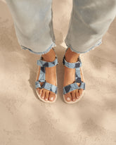Denim Patchwork Hiking Sandals - Indigo Jeans Shades | 