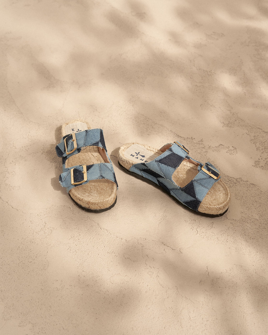 Denim Patchwork Nordic Sandals - Indigo Jeans Shades