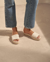 Coarse Woven Canvas<br />Double Sole Slides - Women’s Sandals | 
