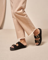 Suede With Faux Fur Nordic Sandals With Fur | 