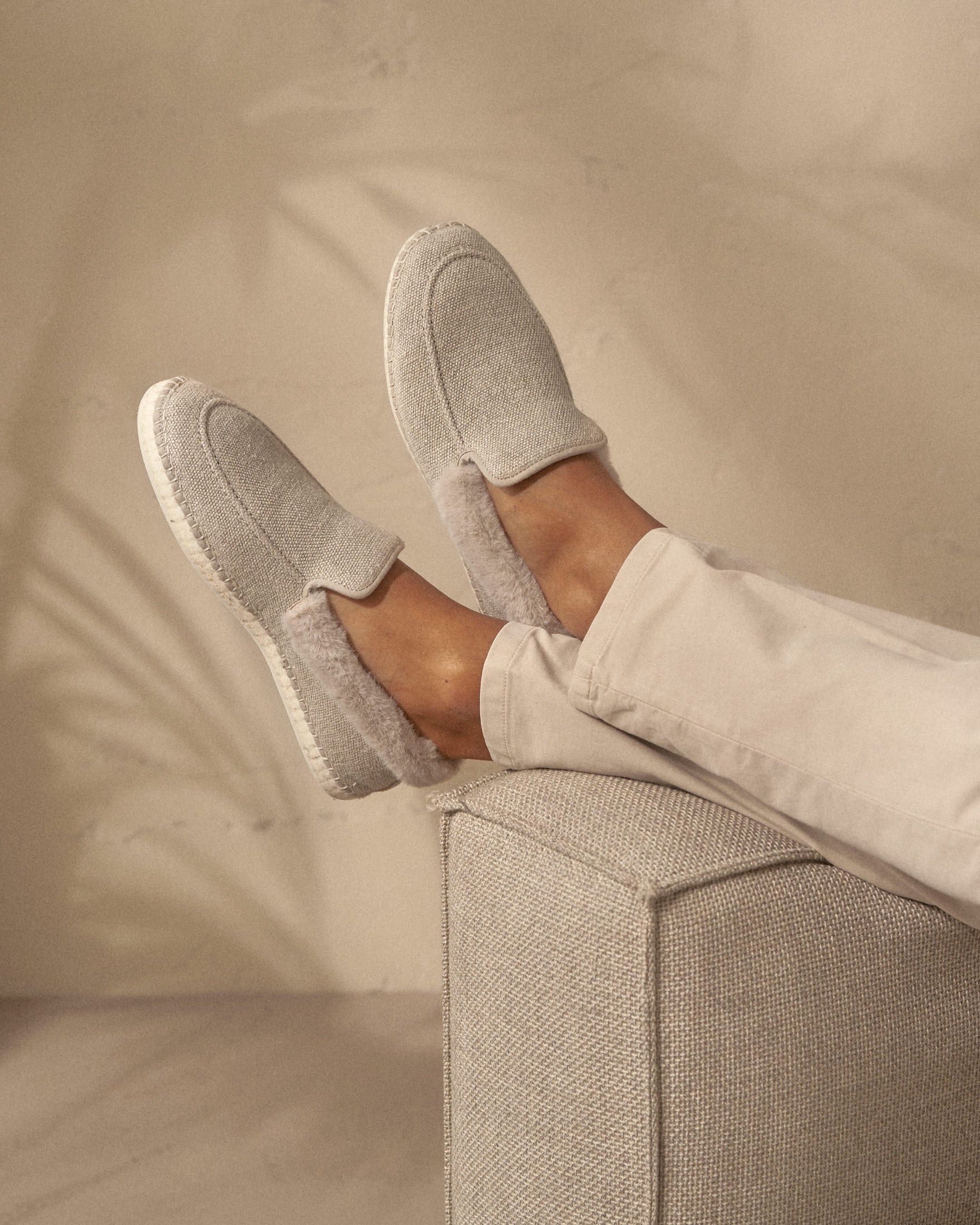 Organic Hemp And Faux Fur Loafers - Natural