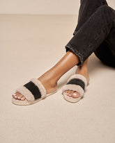 Suede With Faux Fur Flat Sandals With Fur | 