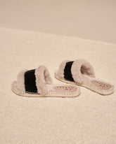 Suede With Faux Fur Flat Sandals With Fur | 