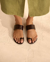 Rive Gauche Leather Sandals - Chocolate | 