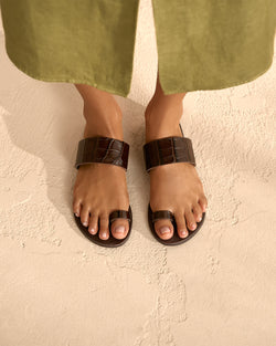 Rive Gauche Leather Sandals - Chocolate