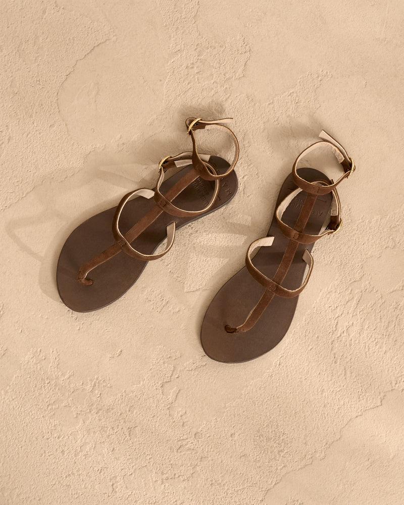 Triomphe Suede Sandal - Chocolate