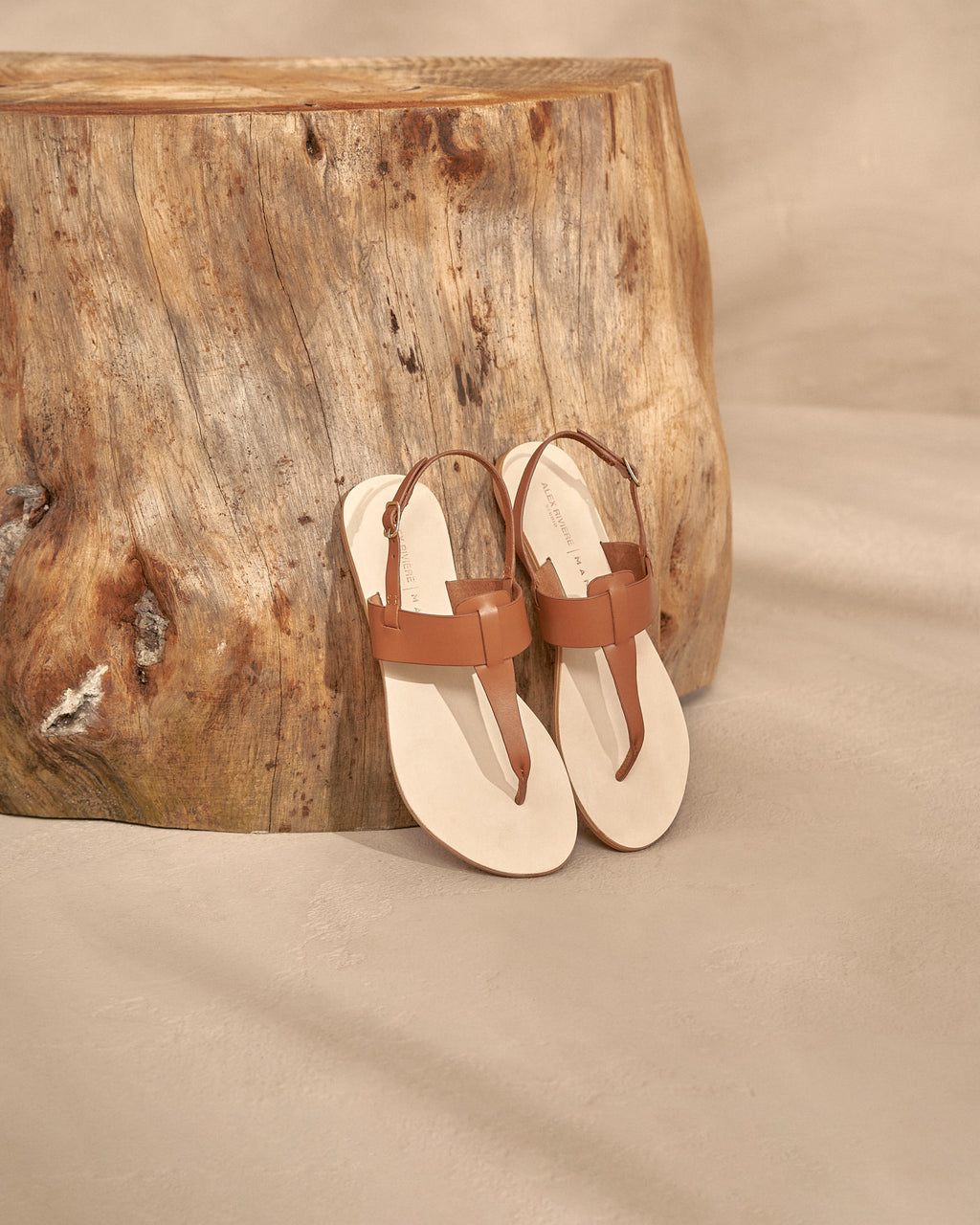 Ana Leather Sandals - Thongs - Tan