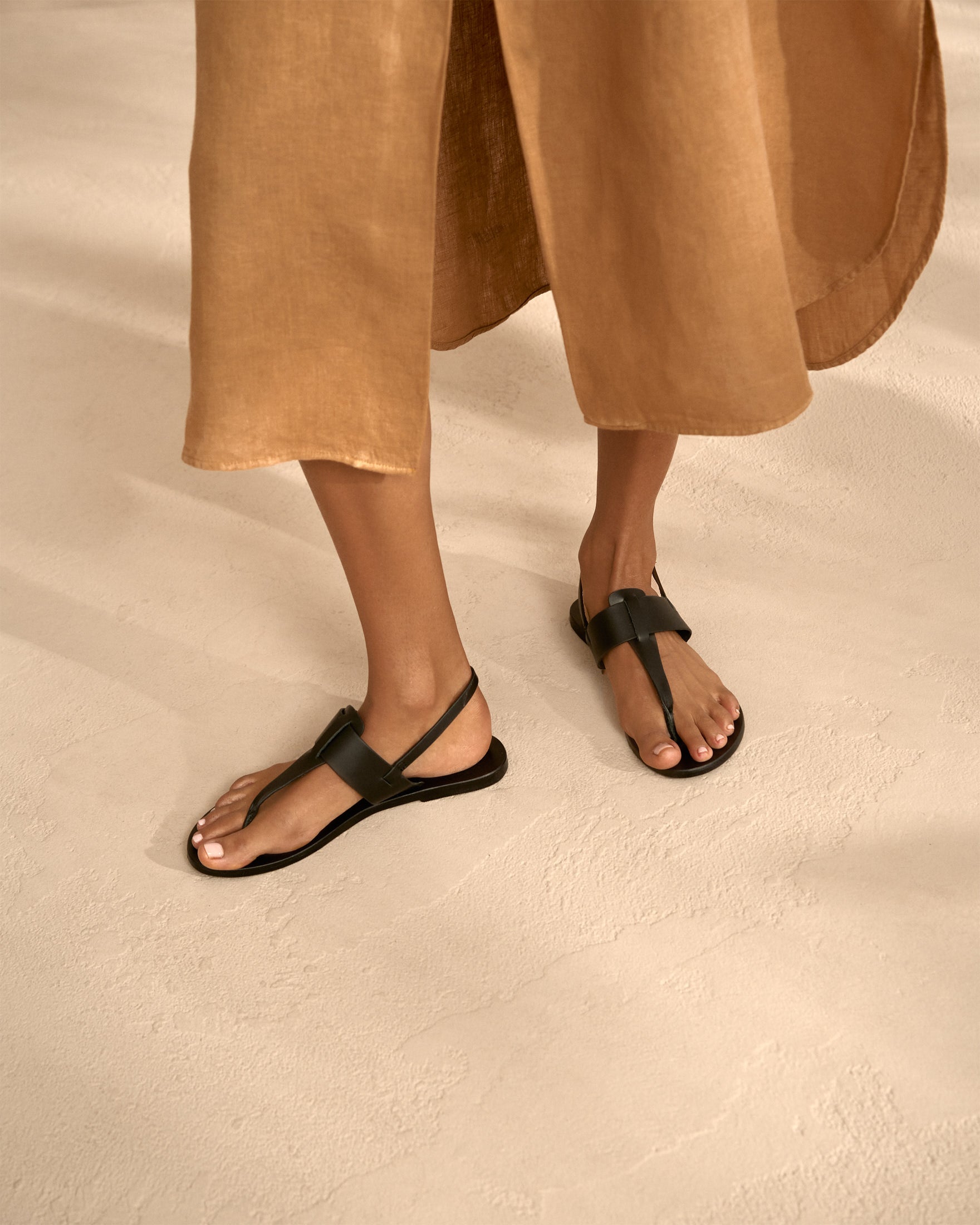 Ana Leather Sandals - Black