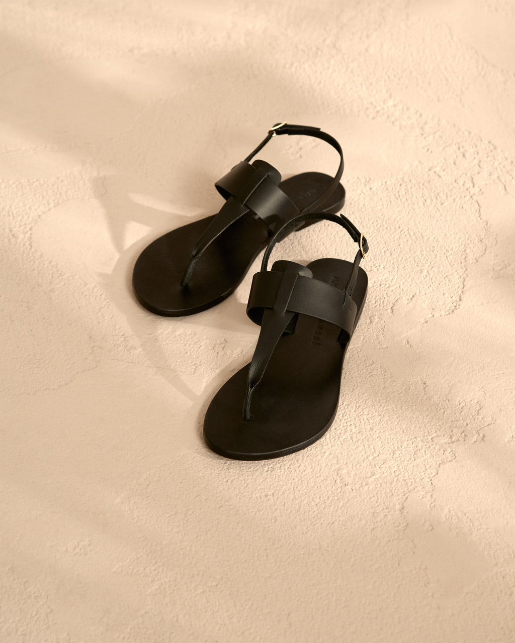 Ana Leather Sandals - Thongs - Black