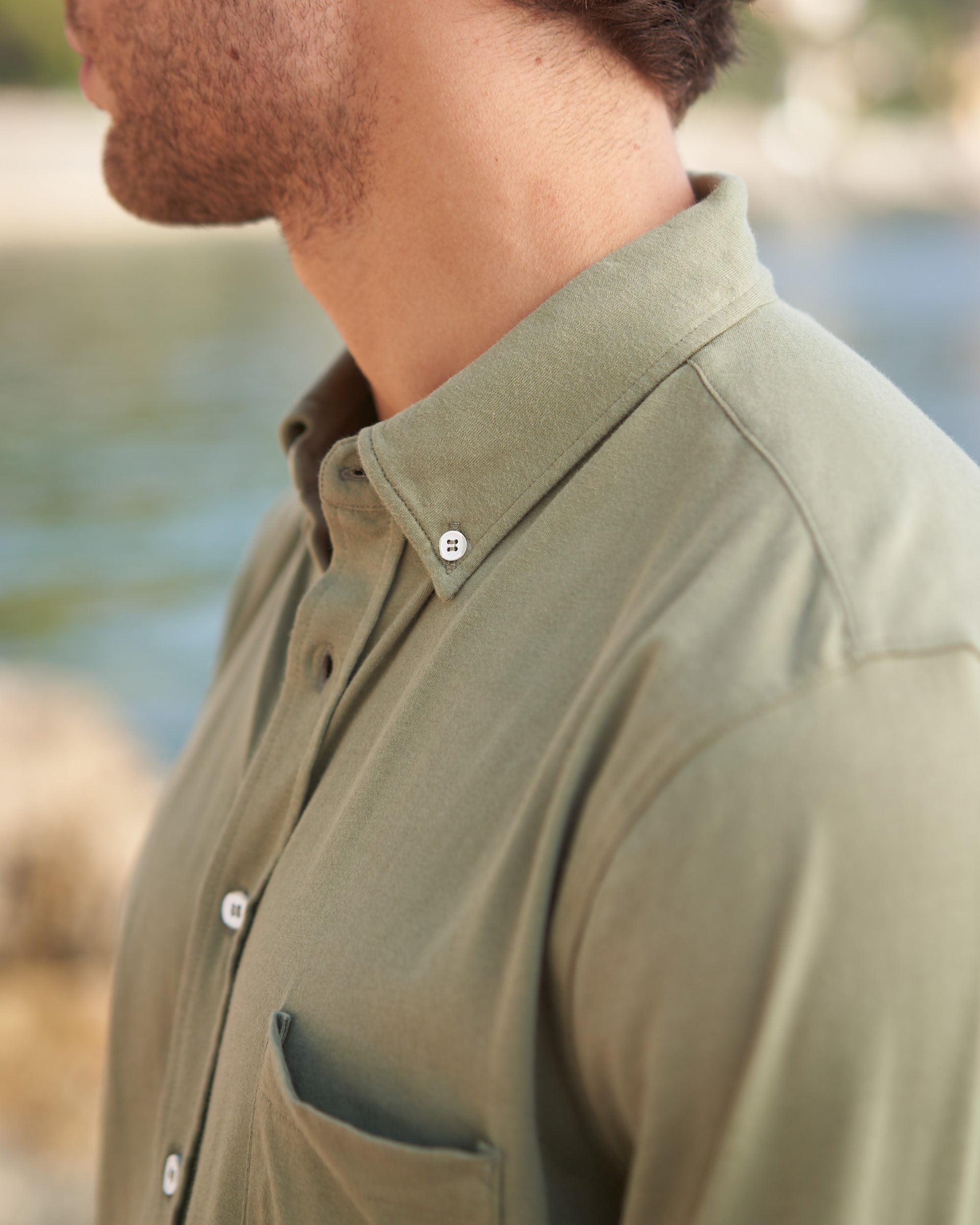 Pedro Shirt - Made in Portugal - Kaki Soft Jersey