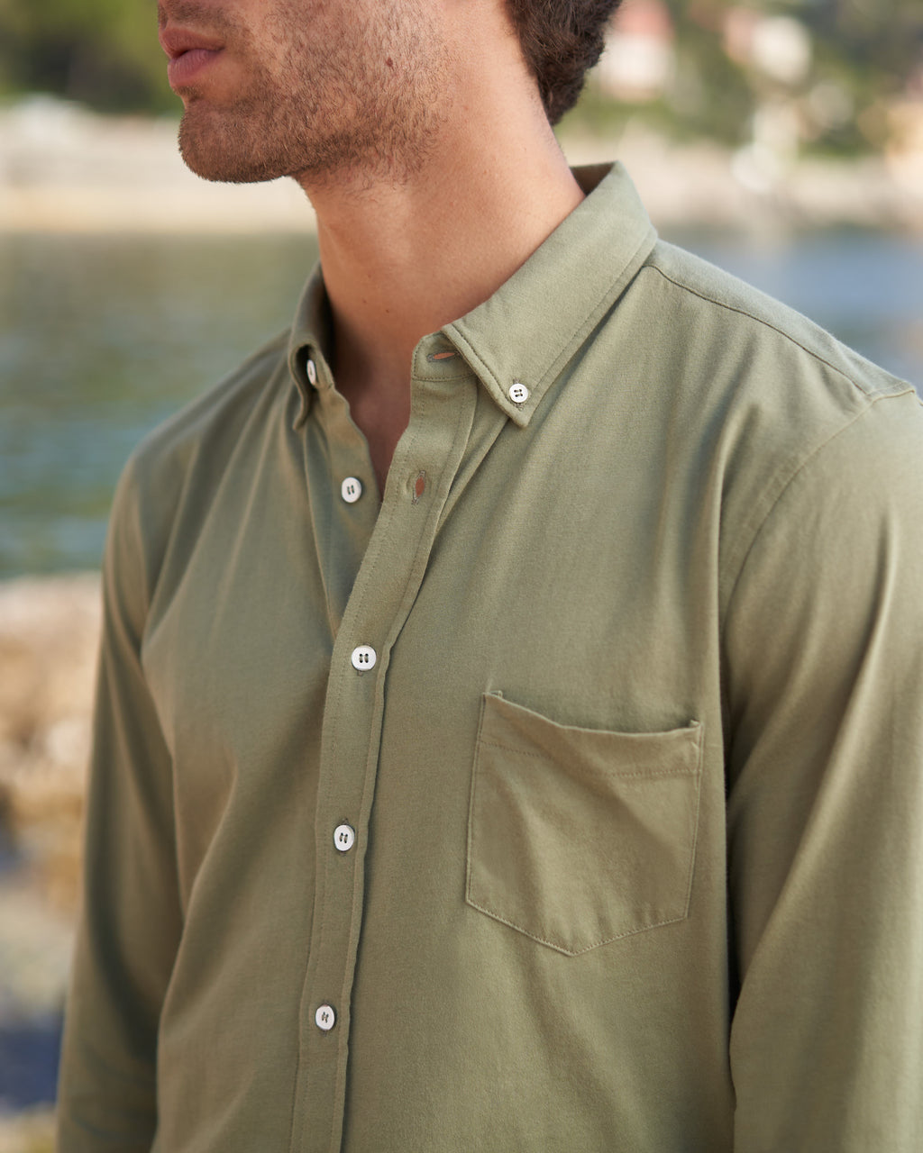 Pedro Shirt - Made in Portugal - Kaki Soft Jersey