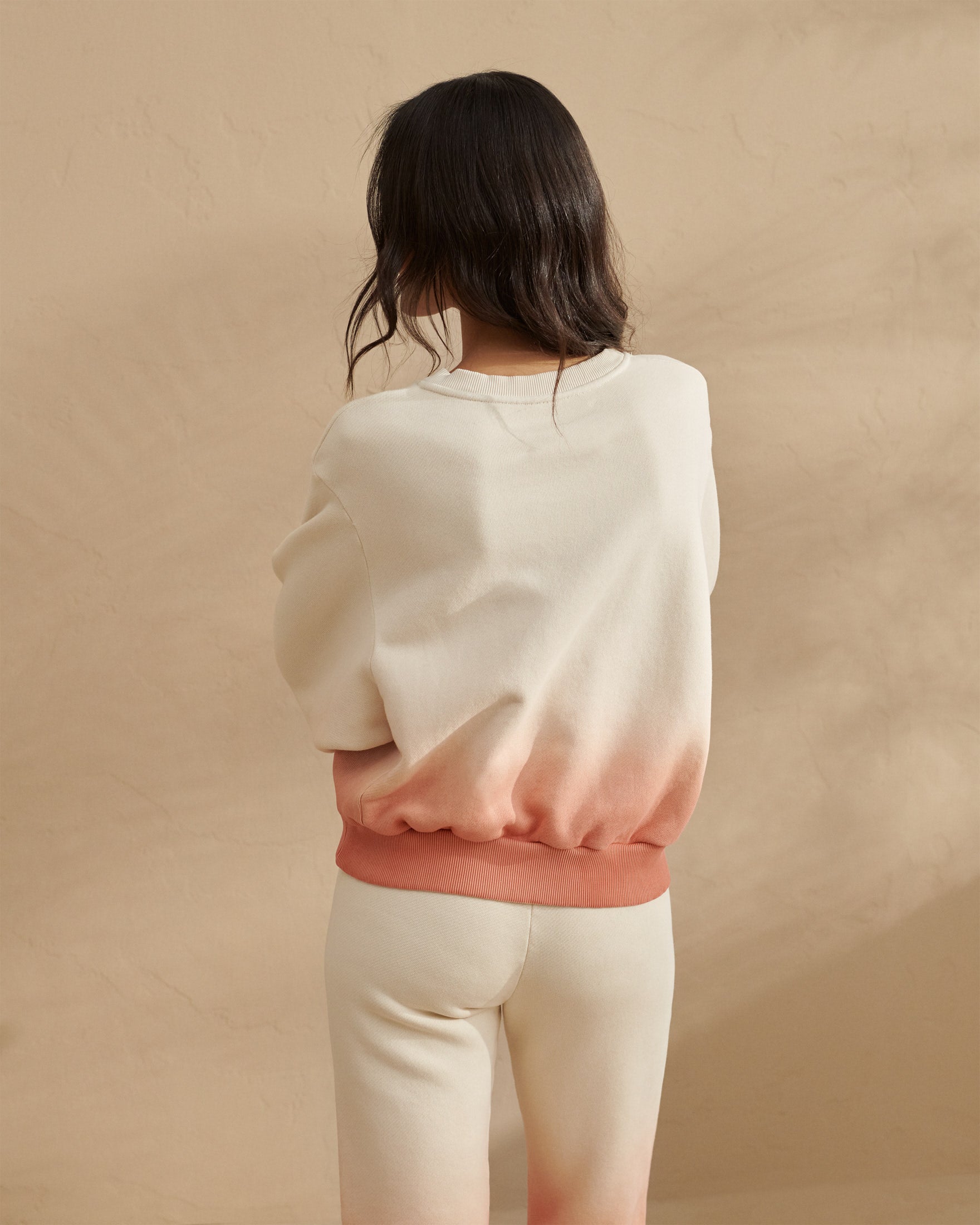 Cotton Claire Sweater - Embroidered Palm - Coral Dégradé