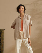 Washed Linen Havana<br />Camp-Collar Shirt - The Summer Total Look | 