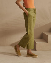 Linen Belem Trousers - Kaki Green | 