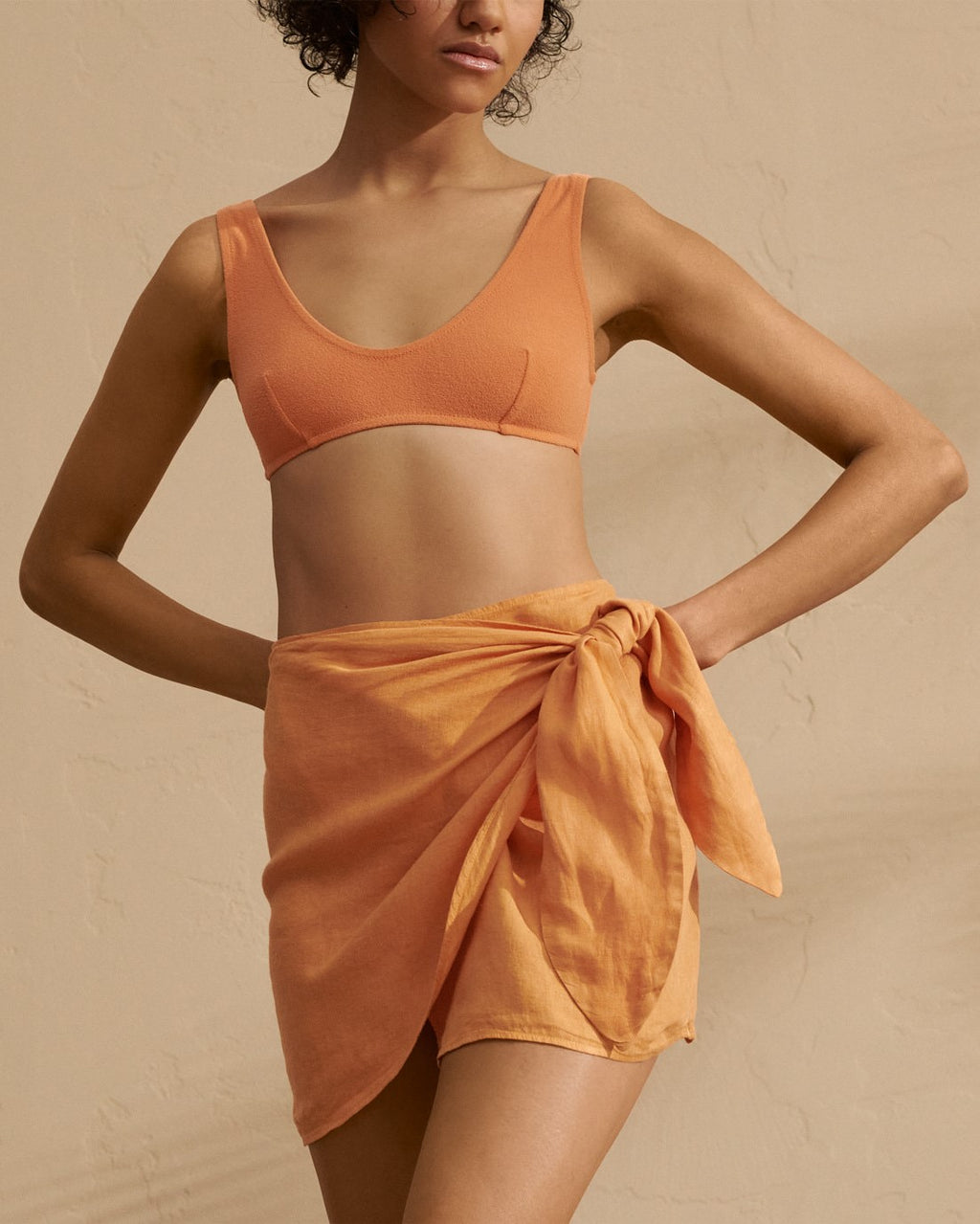 Linen Fortaleza Skirt - V-Vent - Orange