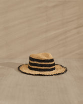 Raffia Panama Hat - Black And Tan | 