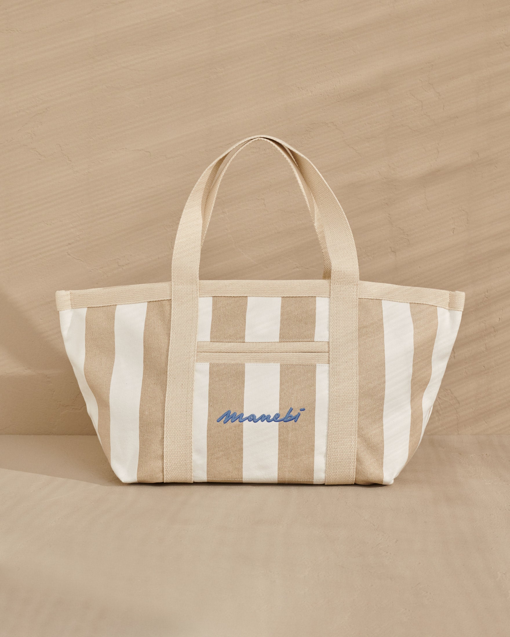 Canvas Tote Bag - White And Beige Stripes