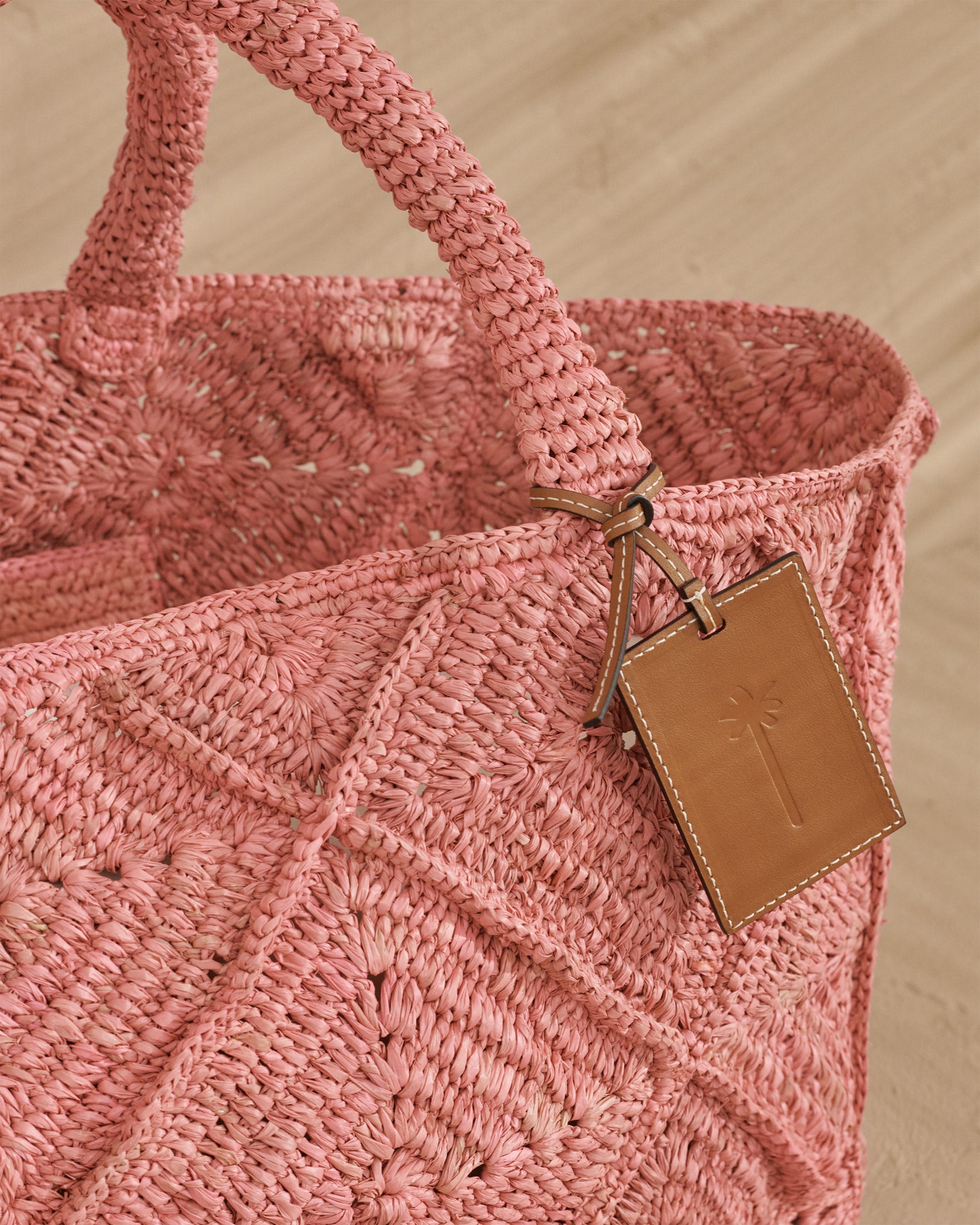 Raffia Sunset Bag Large - Pink Crochet