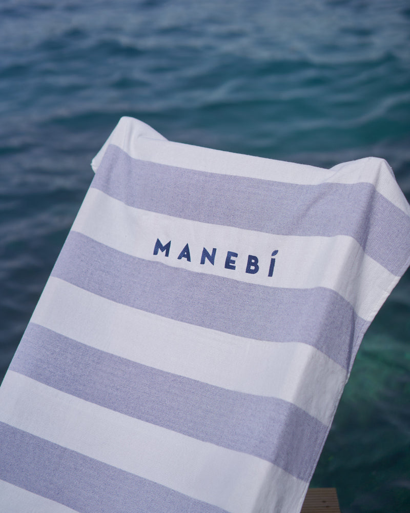 Beach Towel - White & Blue Stripes