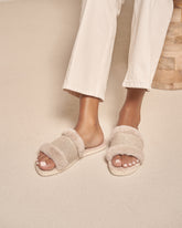 Organic Hemp With Faux Fur Flat Sandals With Fur - Promo Summer Holiday | 