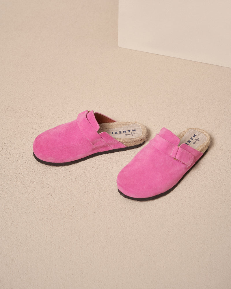 Suede Clog Mules - Bold Pink