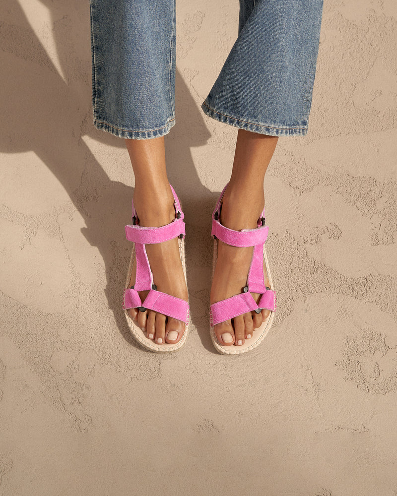 Suede Hiking Sandals - Bold Pink
