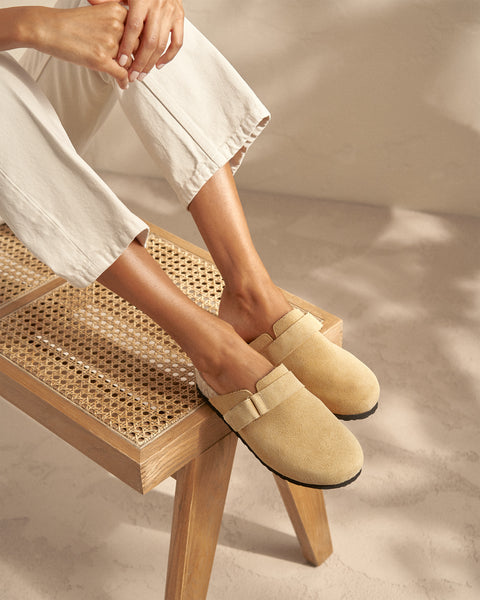 Manebí | Suede Clog Mules-Hamptons - Inca Cream-R42B0