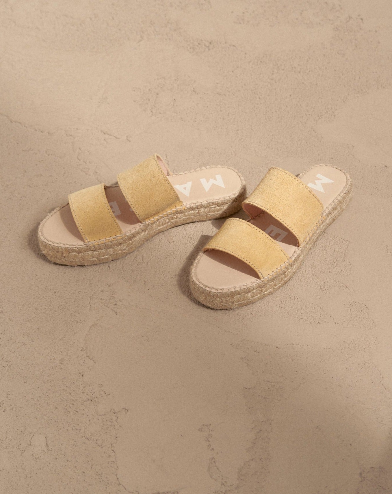 Suede Double Sole Two Bands Sandals - Hamptons - Inca Cream
