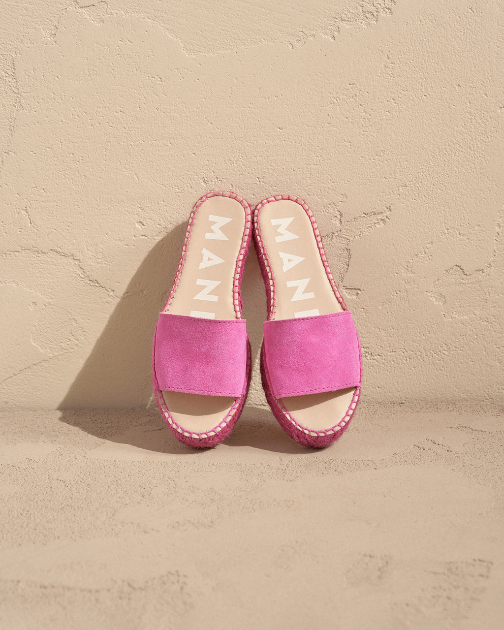 Suede Double Sole Slides - Bold Pink On Tone