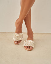 Crochet One Strap Leather Sandals<br />Embellished With Shells - All | 