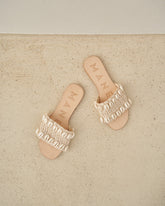 Crochet One Strap Leather Sandals<br />Embellished With Shells | 