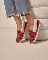 Wool Tartan and Faux Fur Loafers - Winter Cozy | 