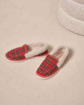 Wool Tartan and Faux Fur Loafers - Winter Cozy | 