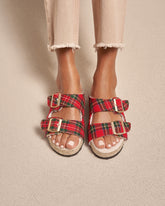 Wool Tartan and Faux Fur Nordic Sandals | 