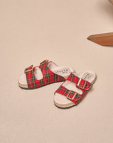 Wool Tartan and Faux Fur Nordic Sandals | 