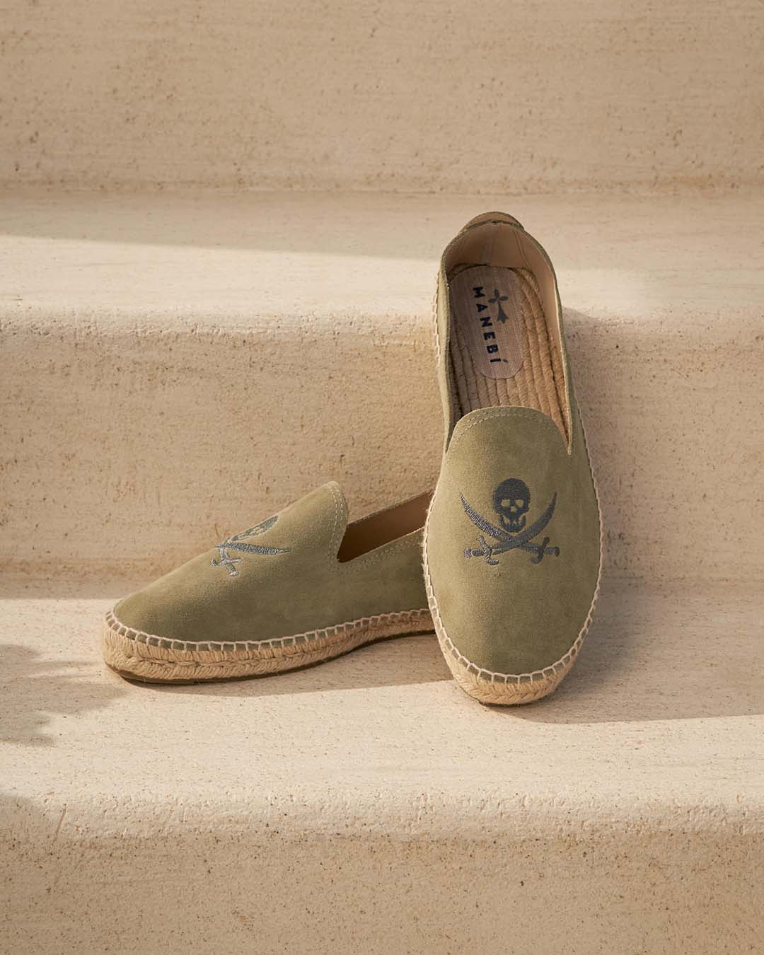 Espadrilles - Palm Springs - Military Green & Carbon Skull