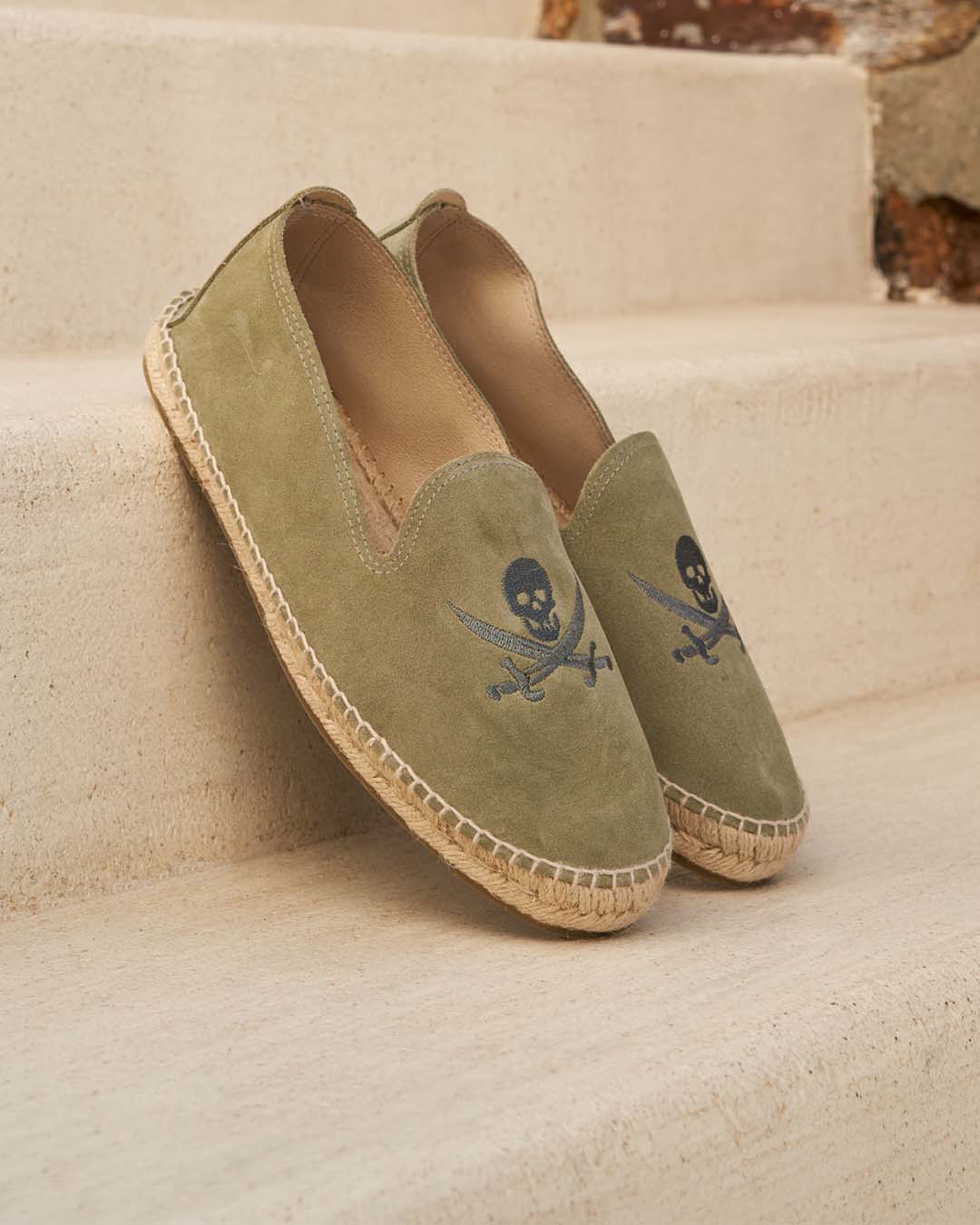 Espadrilles - Palm Springs - Military Green & Carbon Skull