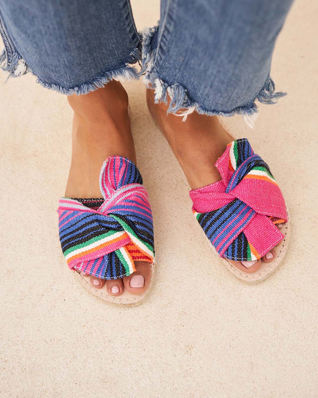 Sandals with Knot - Tulum - Multicolor Stripes