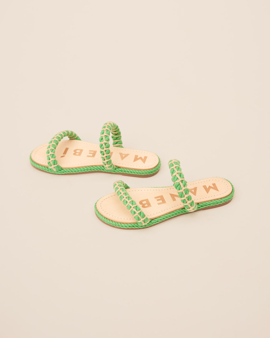 Leather Sandals 2 Bands - Palm Green Natural