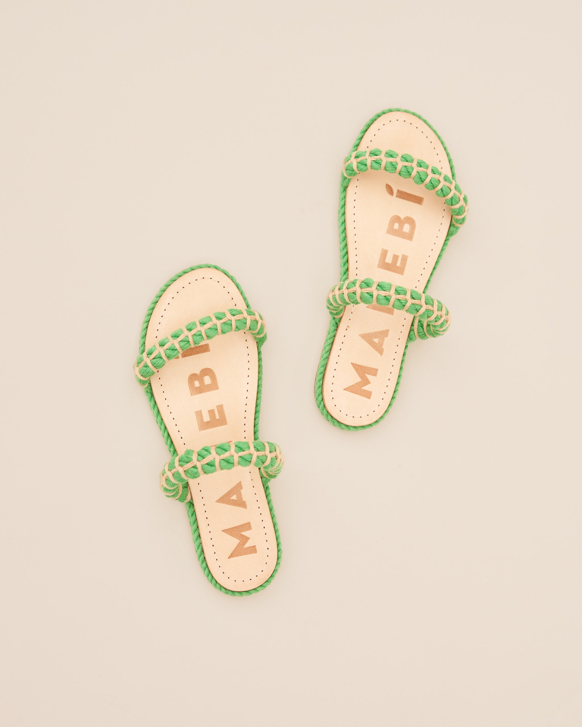 Leather Sandals 2 Bands - Palm Green Natural