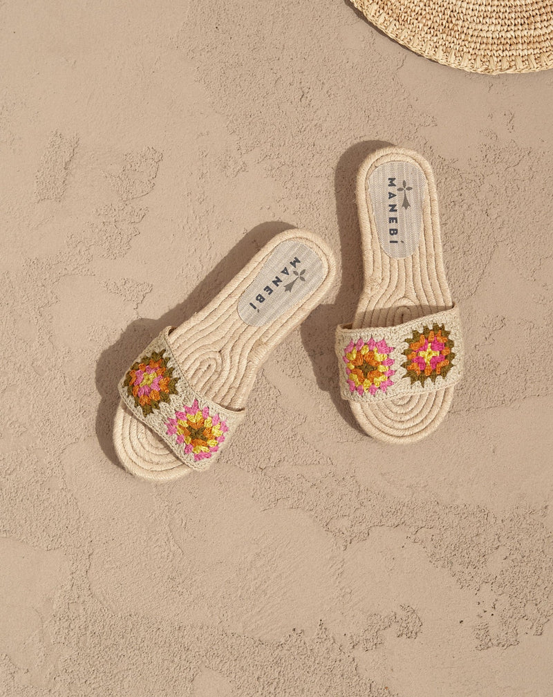 Cotton Crochet Jute Sandals - Yucatán - Natural Bold Pink