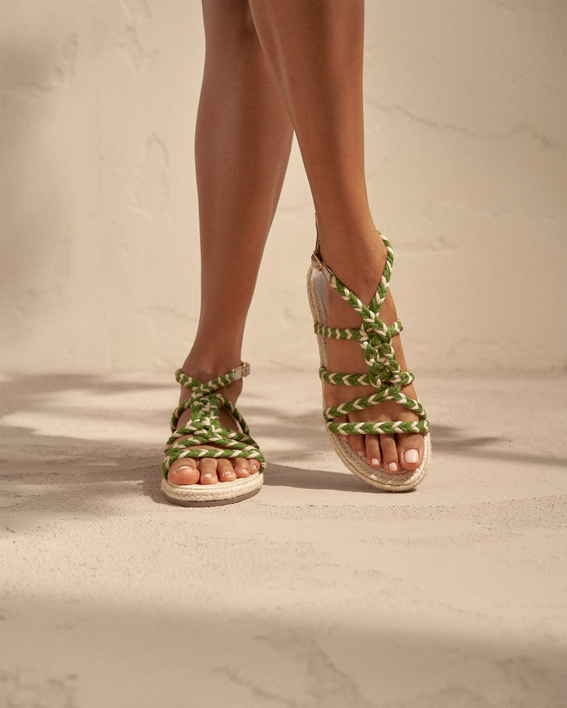 Jute Rope Sandals - Yucatán - Kaki Green Tie-Up