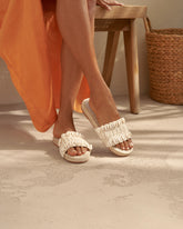Shells & Cotton Crochet Jute Sandals - Women’s Shoes | 
